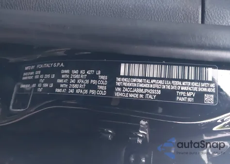 2018 Jeep Renegade Latitude Fwd из США, поврежденный, VIN ZACCJABB6JPH29338